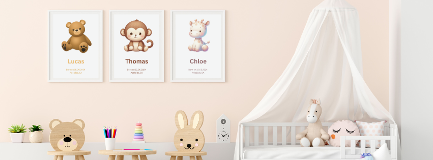 cuddle & canvas personalized baby newborn posters foiled